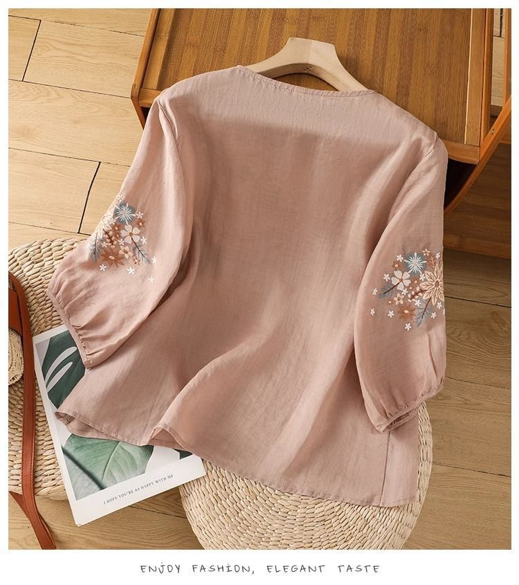 Womens Casual Loose-fitting Embroidered Top That Flatters The - Image 15
