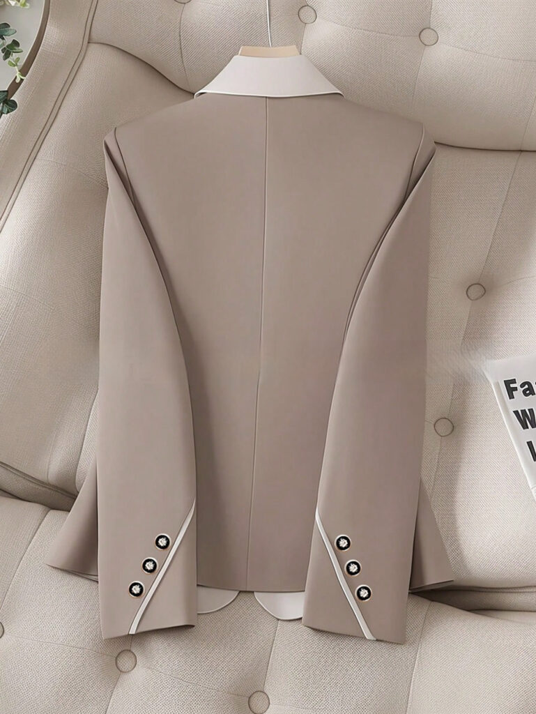 Professional Contrasting-Color Button Elegant Formal Blazer