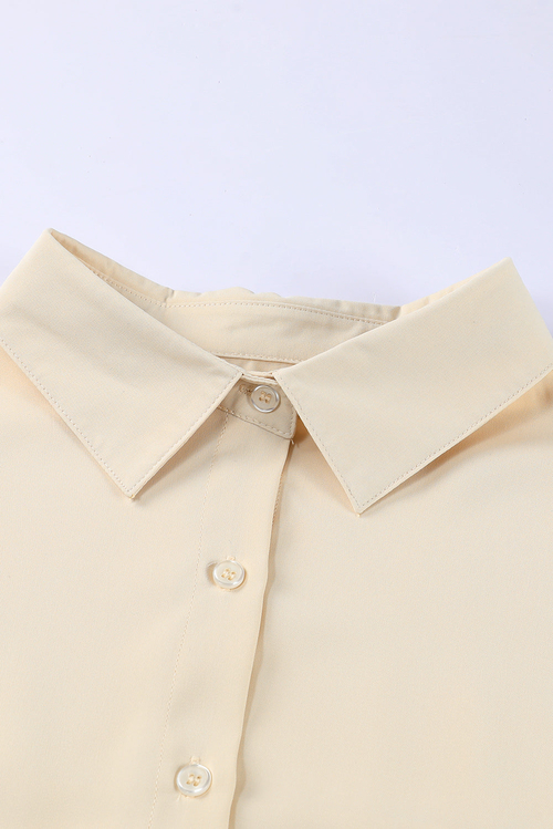 Solid 3/4 Puff Sleeve Oversize Shirt - Image 7