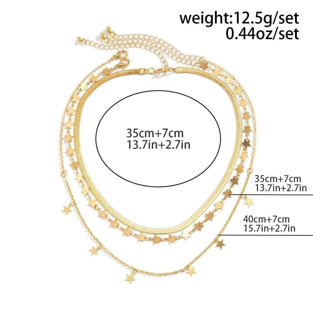 Euro-American Cross-Border Jewelry Niche Bold Girl Feng Shui Crystal Star-Shaped Clavicle Necklace
