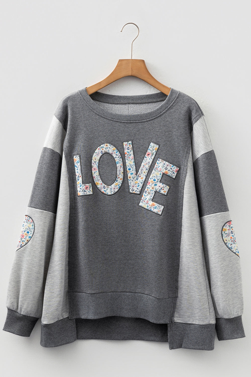 Valentine LOVE Floral Patchwork Reverse Seam Sweatshirt - Image 5
