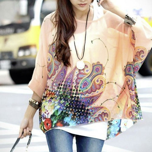 Womens Paisley Print Chiffon Top - Image 2