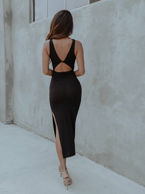 Milan Cut-out Black Dress - Image 3