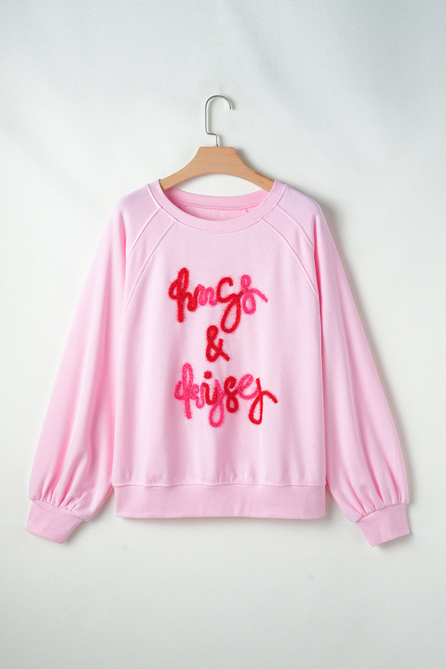 Valentine Hugs & Kisses Tinsel Embroidered Sweatshirt - Image 5