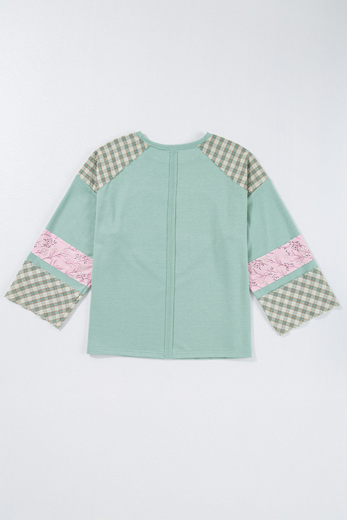 Valentine Heart Plaid Floral Patchwork Long Sleeve Top - Image 8