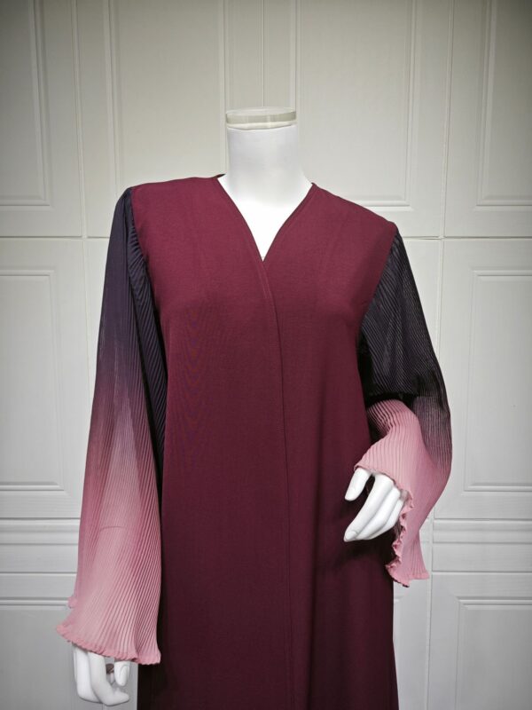 Arabian Dubai Chiffon Pleated Flared-Sleeve Color-Block Coat For Women - Image 13