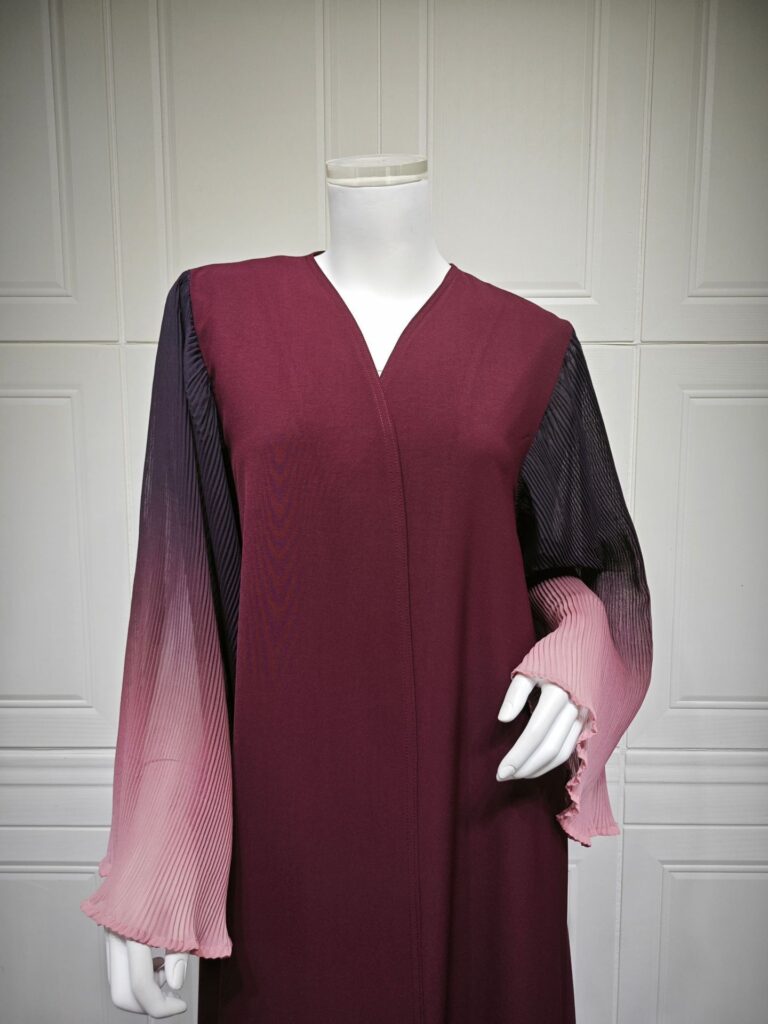 Arabian Dubai Chiffon Pleated Flared-Sleeve Color-Block Coat For Women