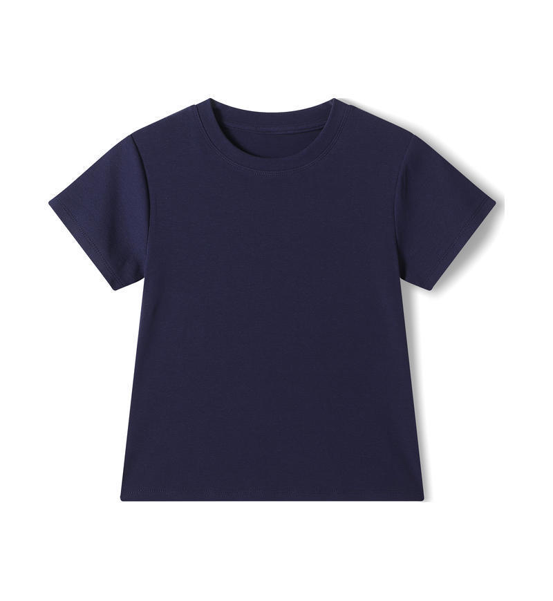 Navy blue short-sleeve T-shirt isolated.