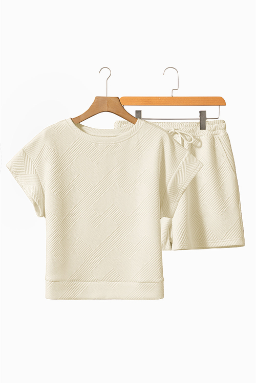 Textured Short Sleeve Top and Shorts Set - Image 5