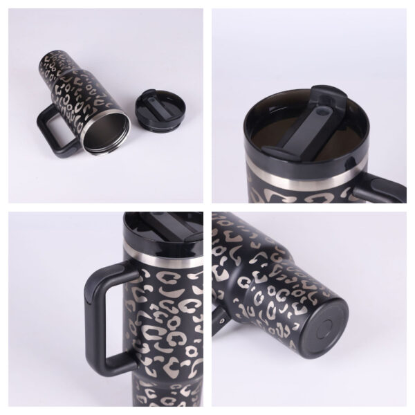 40 Oz Tumbler With Handle Straw Insulated, Stainless Steel Spill Proof Vacuum Coffee Cup Tumbler With Lid Tapered Mug Gifts For Valentine Lover Suitable For Car Gym Office Travel - Image 3