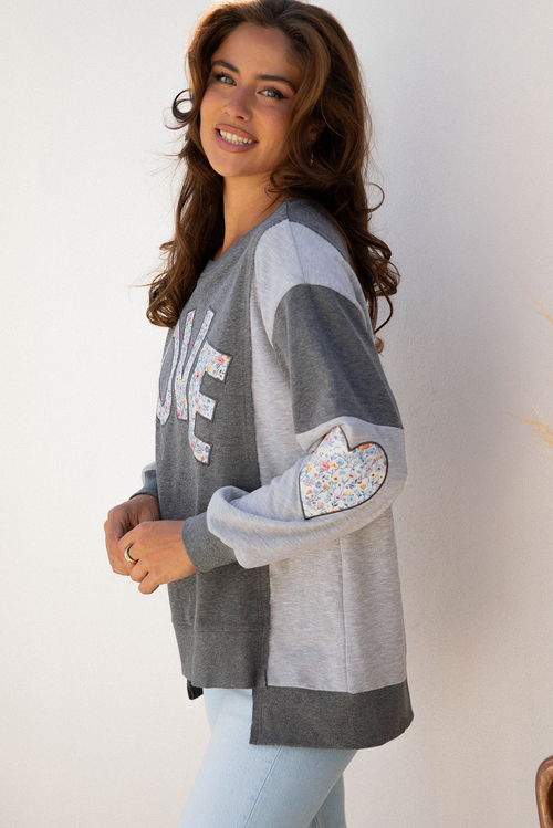 Valentine LOVE Floral Patchwork Reverse Seam Sweatshirt - Image 3