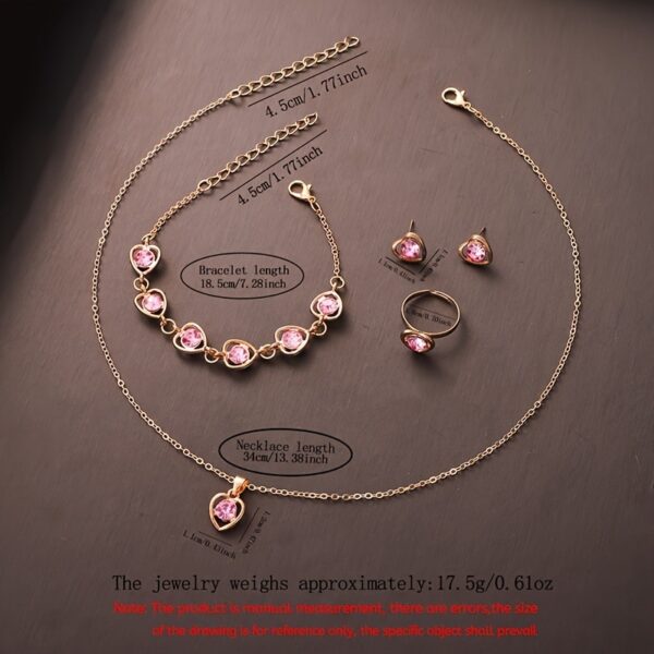 Minimalist And Compact Heart-Shaped Dial Square LED Watch Necklace Earrings Ring Set - Image 6