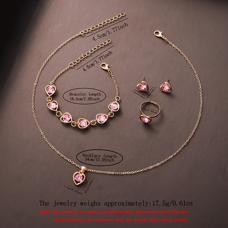 Minimalist And Compact Heart-Shaped Dial Square LED Watch Necklace Earrings Ring Set - Image 6