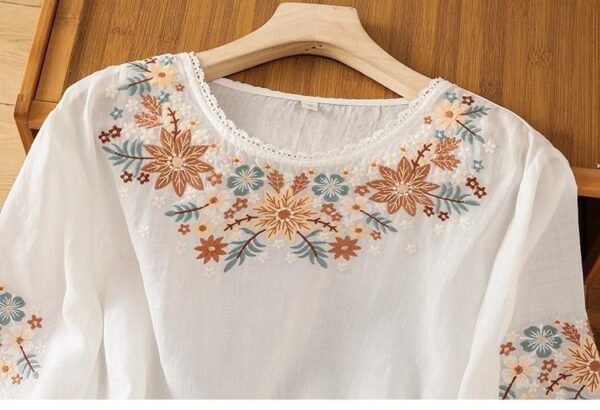Womens Casual Loose-fitting Embroidered Top That Flatters The - Image 17