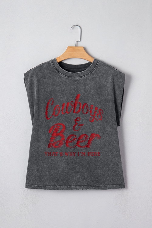 Western Cowboys & Beer Mineral Wash Tank Top - Image 2