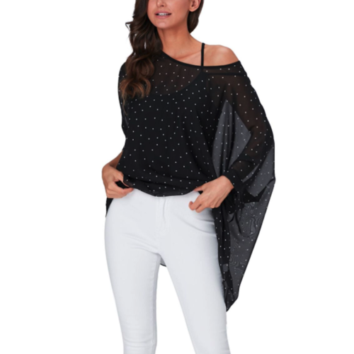 Womens Polkadot Chiffon Tunic Top