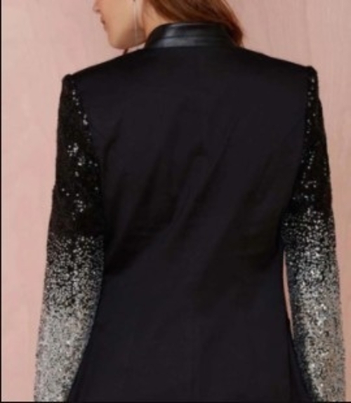 Womens Blazer with Sequins Sleeve - Image 3