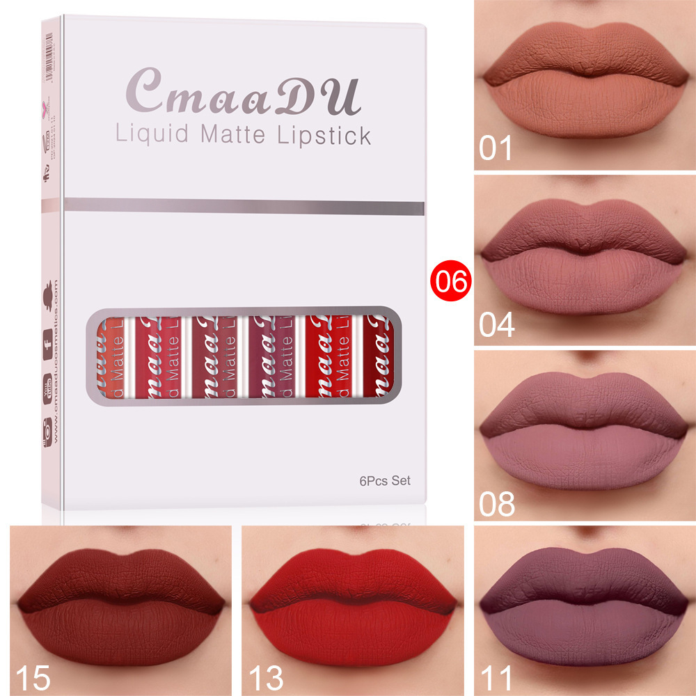 6 Boxes Of Matte Non-stick Cup Waterproof Lipstick Long Lasting Lip Gloss - Image 13