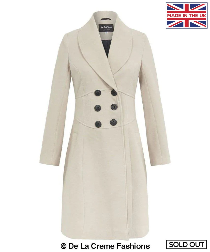 De La Creme - Womens Slim Fit Double Breasted Roll Collared Coat - Image 16