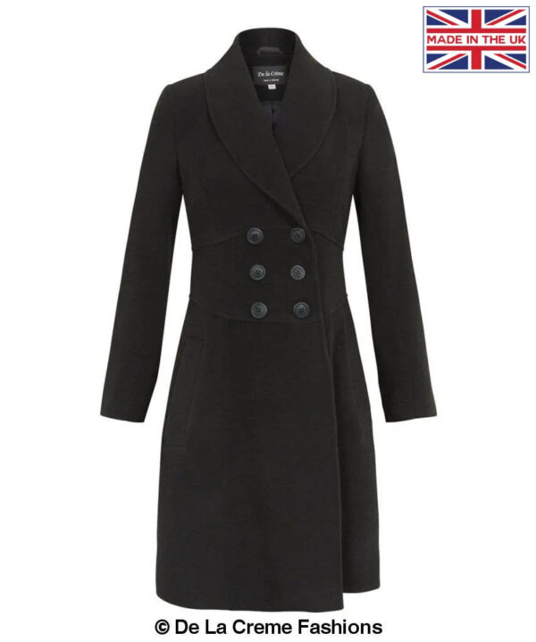 De La Creme - Womens Slim Fit Double Breasted Roll Collared Coat - Image 25