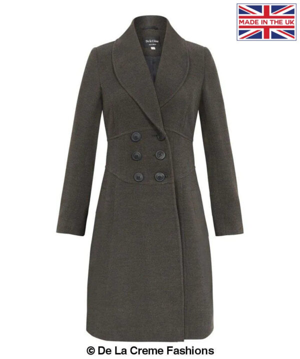 De La Creme - Womens Slim Fit Double Breasted Roll Collared Coat - Image 15