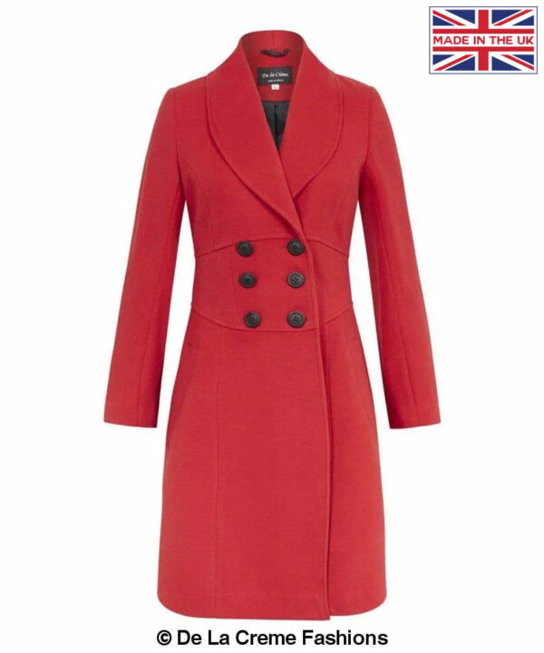 De La Creme - Womens Slim Fit Double Breasted Roll Collared Coat - Image 37
