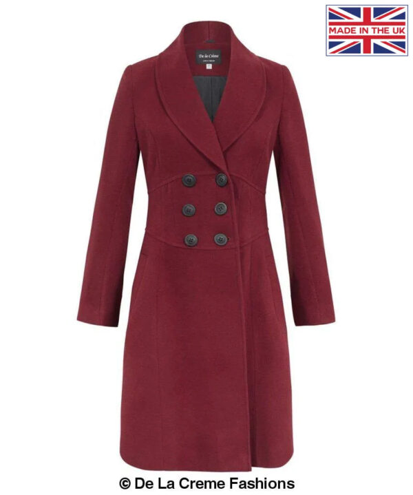 De La Creme - Womens Slim Fit Double Breasted Roll Collared Coat - Image 41