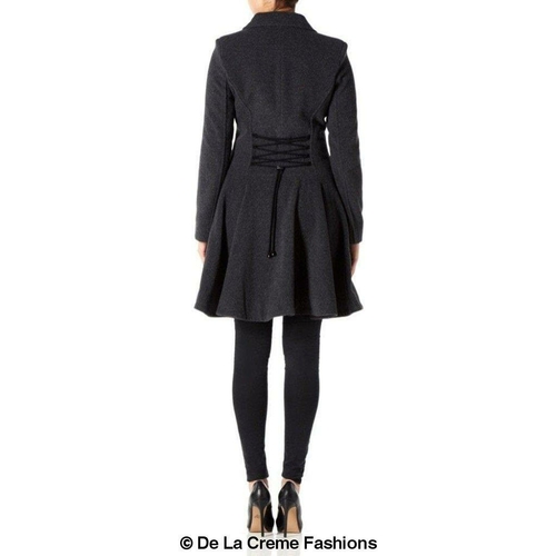 Wool Blend Fit And Flare Double Breasted Skater Coat (1102) - Image 12