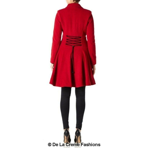 Wool Blend Fit And Flare Double Breasted Skater Coat (1102) - Image 16