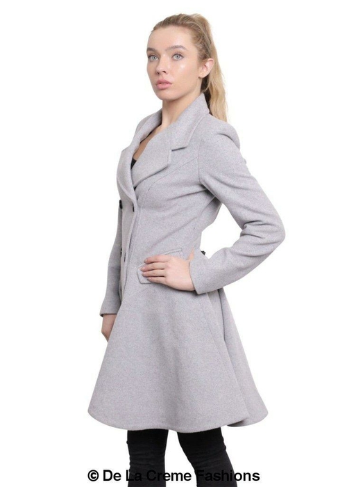 Wool Blend Fit And Flare Double Breasted Skater Coat (1102) - Image 20