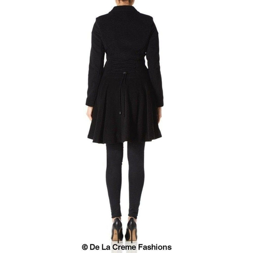 Wool Blend Fit And Flare Double Breasted Skater Coat (1102) - Image 4