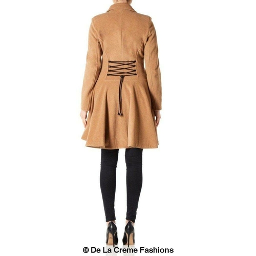 Wool Blend Fit And Flare Double Breasted Skater Coat (1102) - Image 8