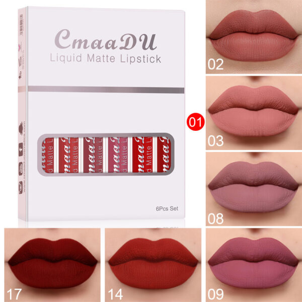 6 Boxes Of Matte Non-stick Cup Waterproof Lipstick Long Lasting Lip Gloss - Image 8