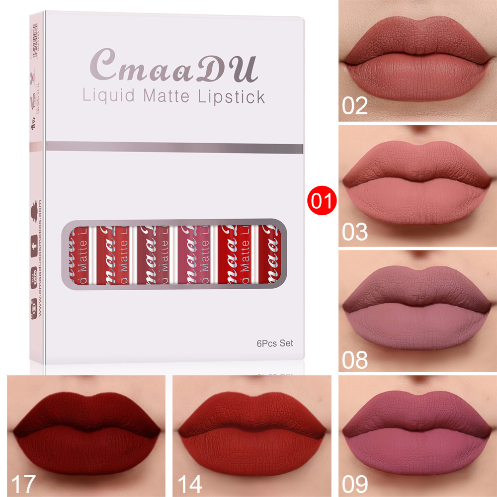 6 Boxes Of Matte Non-stick Cup Waterproof Lipstick Long Lasting Lip Gloss - Image 8