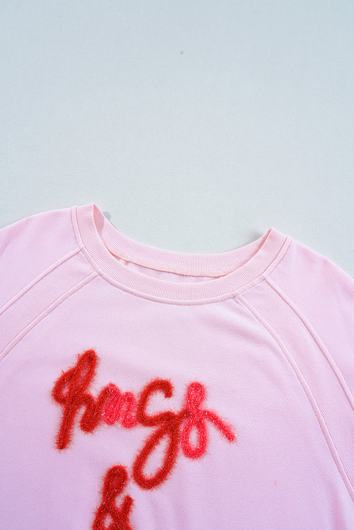 Valentine Hugs & Kisses Tinsel Embroidered Sweatshirt - Image 7