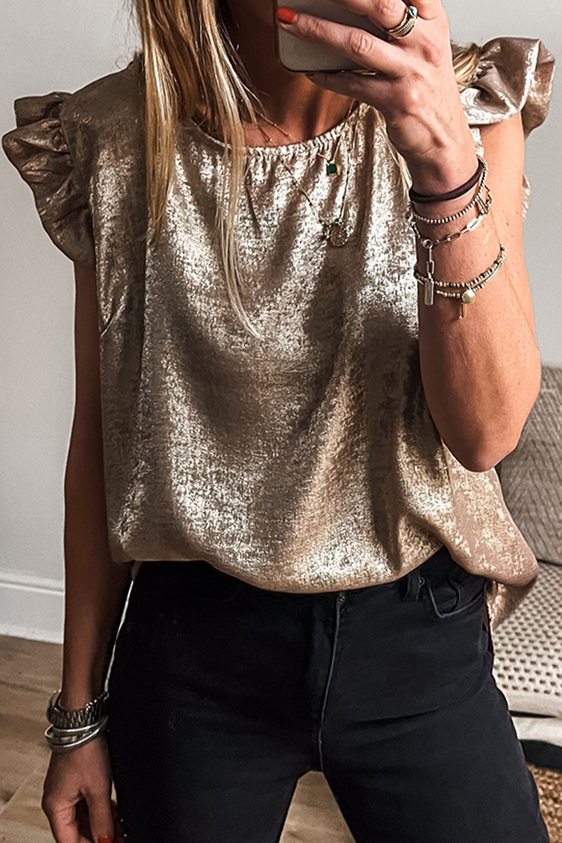 Loose Figure-flattering Top With Ruffled Hem For Women - Image 9