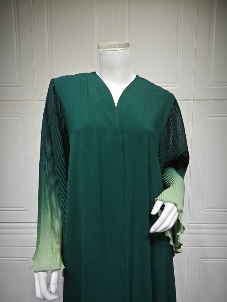 Arabian Dubai Chiffon Pleated Flared-Sleeve Color-Block Coat For Women