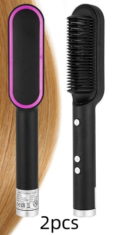 New 2 In 1 Hair Straightener Hot Comb Negative Ion Curling Tong Dual-purpose Electric Hair Brush - Image 28