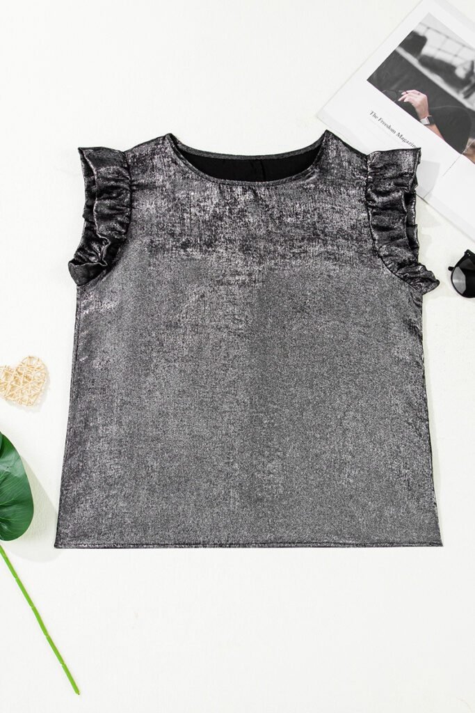 Loose Figure-flattering Top With Ruffled Hem For Women