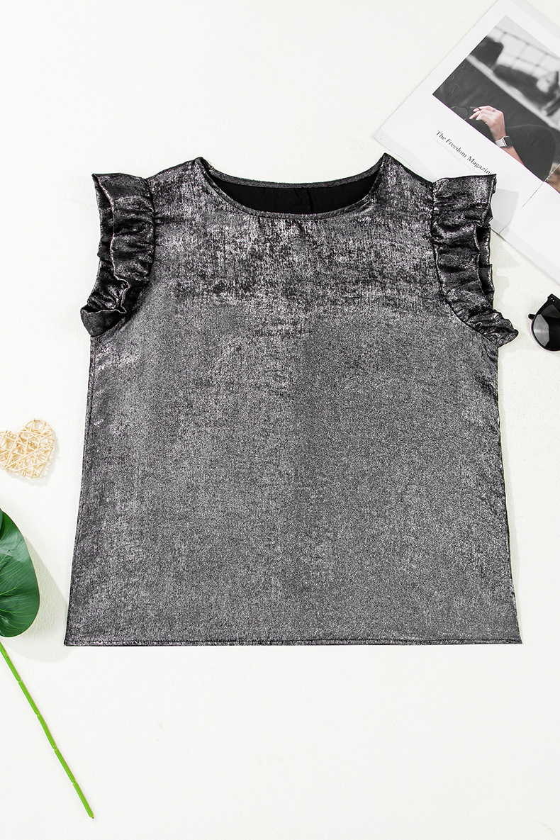 Loose Figure-flattering Top With Ruffled Hem For Women - Image 14