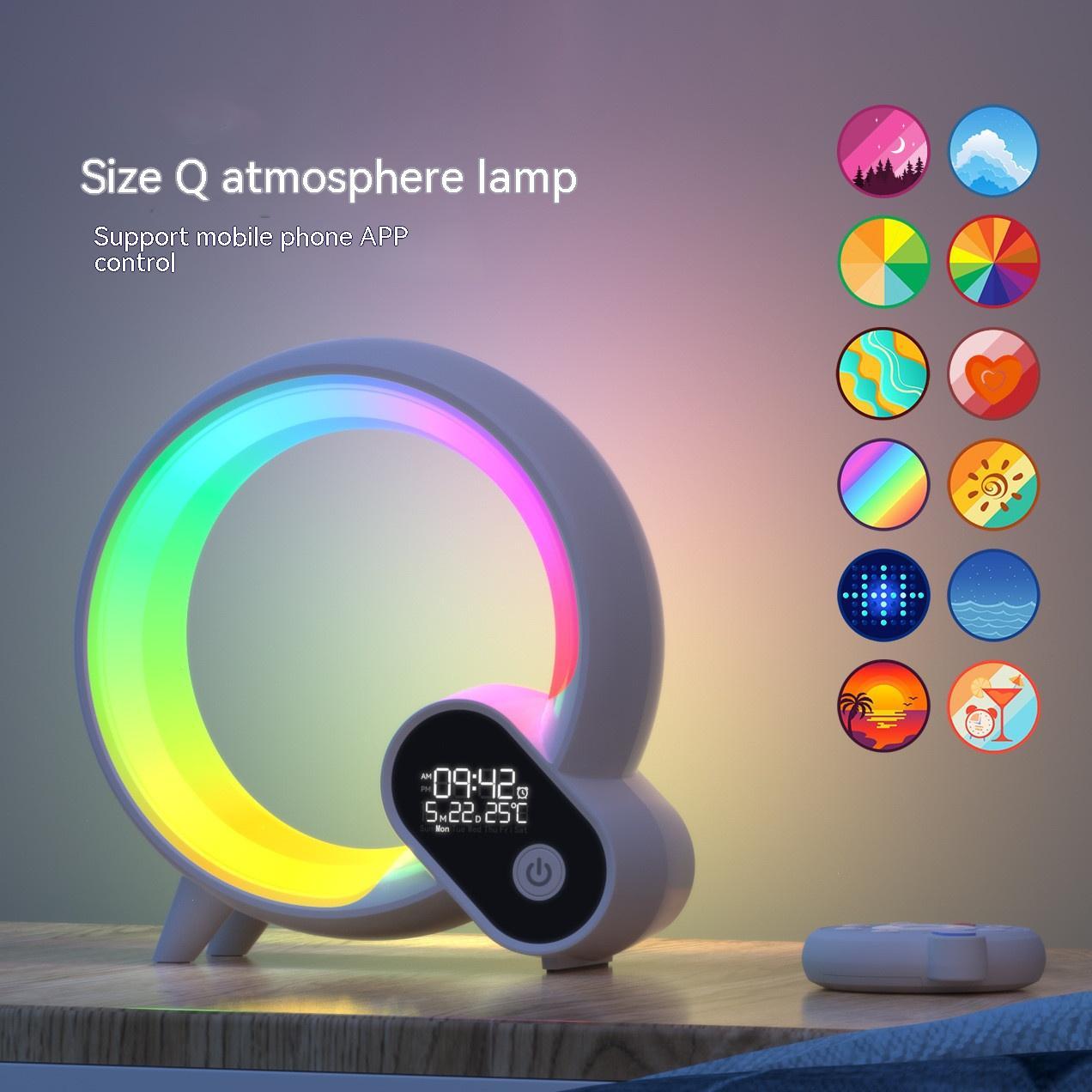 Creative Q Light Analog Sunrise Digital Display Alarm Clock Bluetooth Audio Intelligent Wake-up Q Colorful Atmosphere Light - Image 1