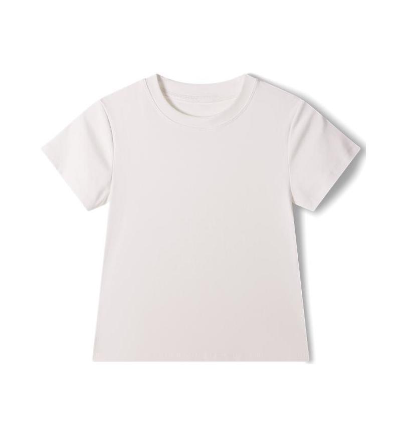 Plain white short-sleeve t-shirt on display.