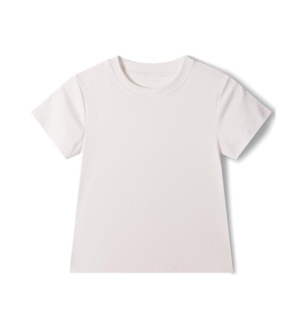 Plain white short-sleeve T-shirt on display.