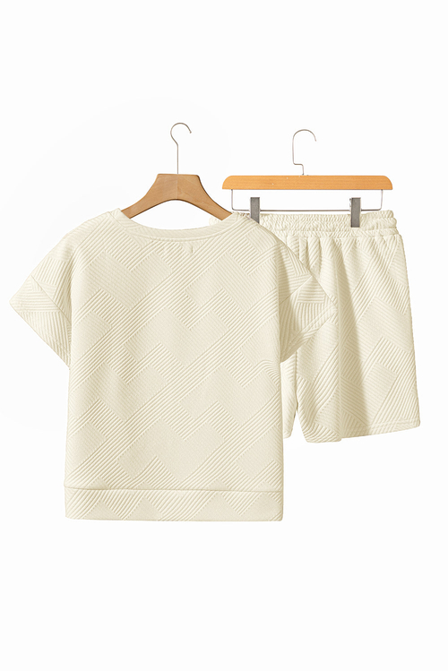 Textured Short Sleeve Top and Shorts Set - Image 6