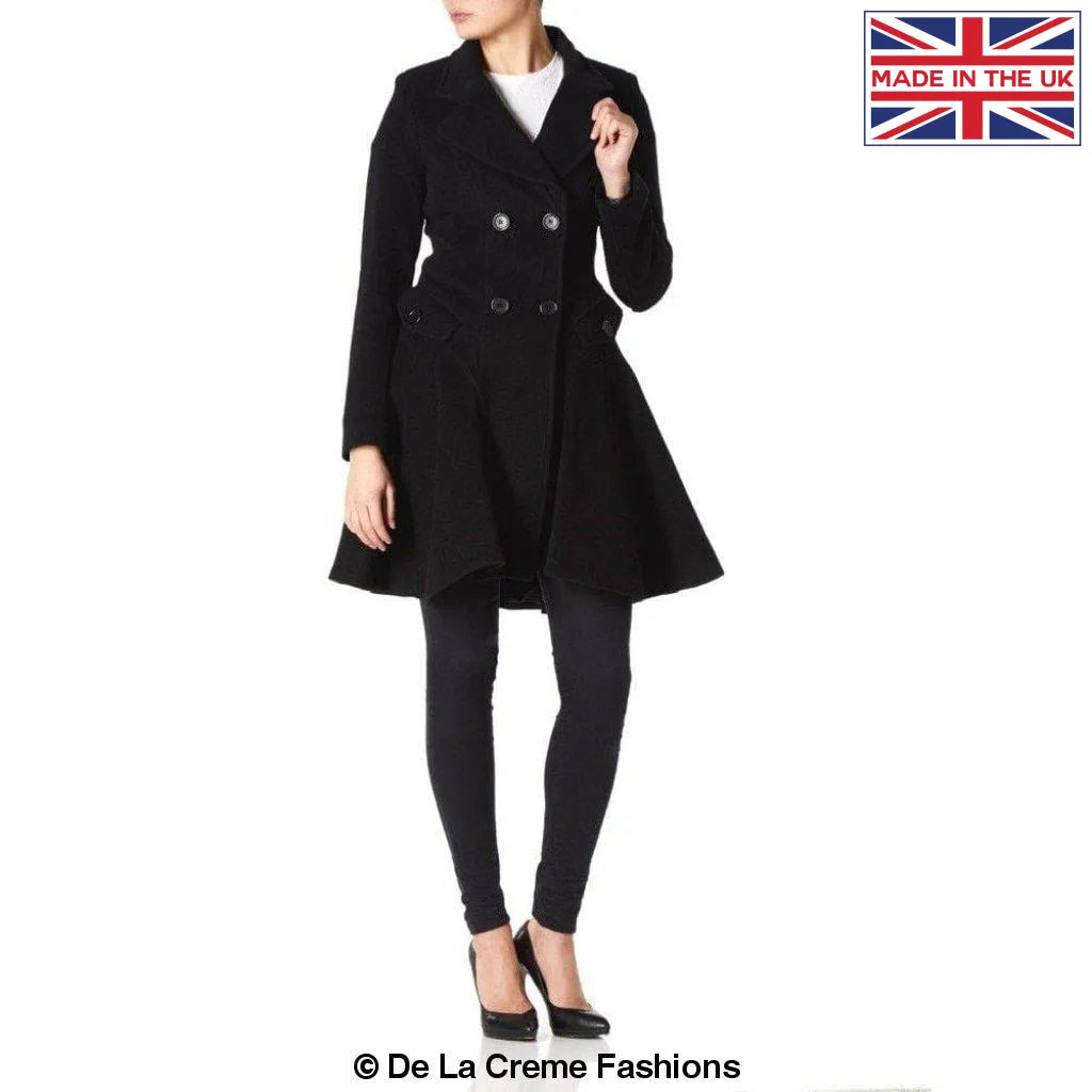 Wool Blend Fit And Flare Double Breasted Skater Coat (1102) - Image 53