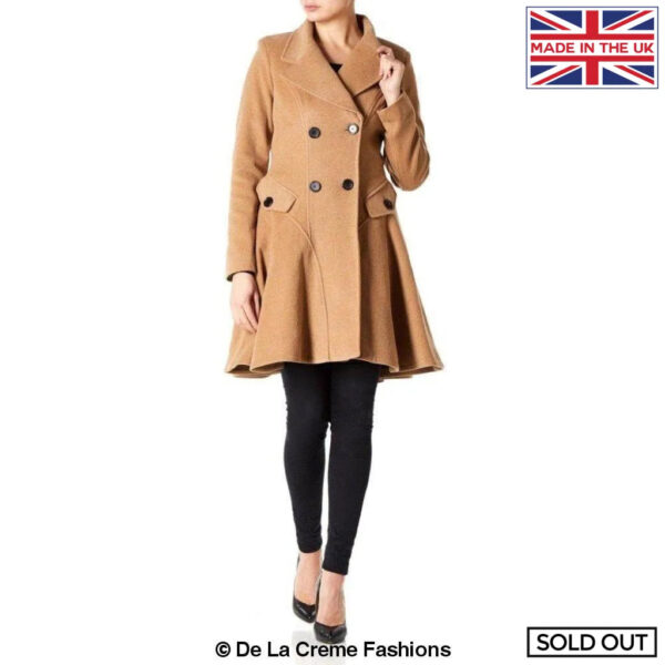 Wool Blend Fit And Flare Double Breasted Skater Coat (1102) - Image 59