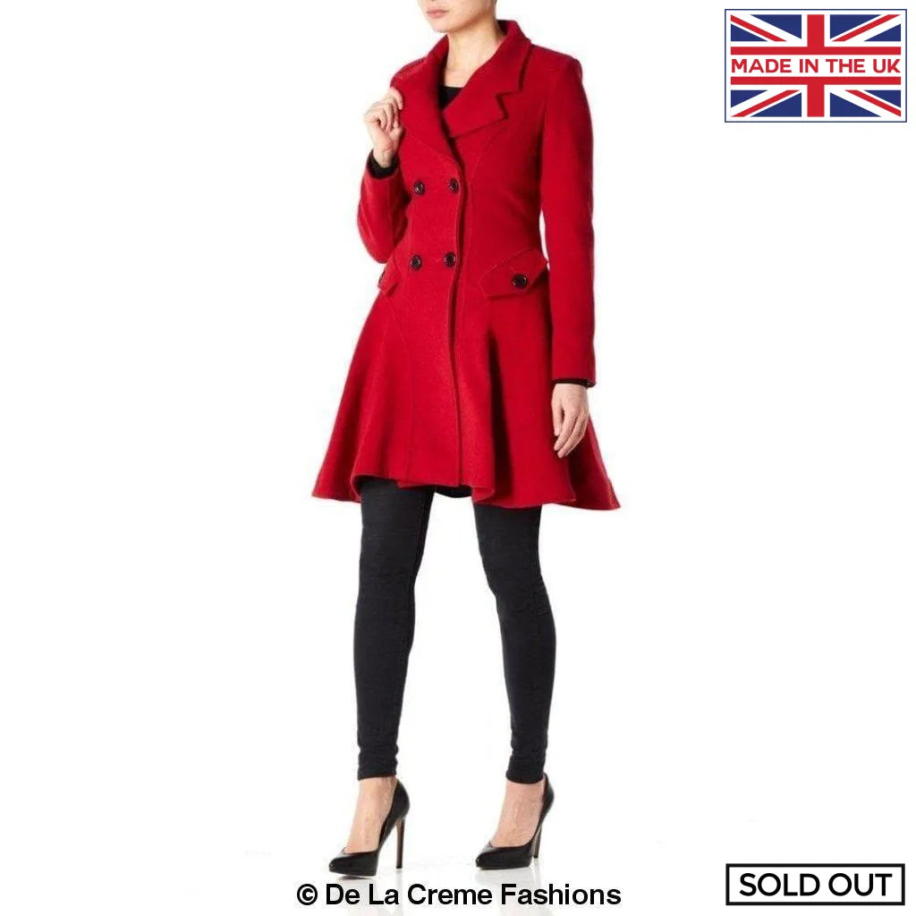 Wool Blend Fit And Flare Double Breasted Skater Coat (1102) - Image 39
