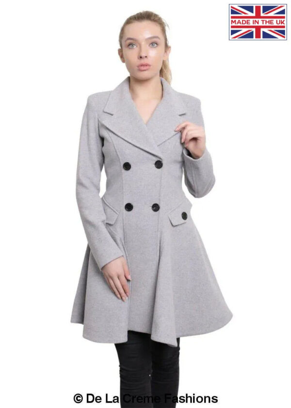 Wool Blend Fit And Flare Double Breasted Skater Coat (1102) - Image 49