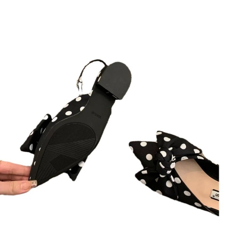 French-style Pointed-toe Bow-embellished Closed-toe Sandals For Women - Image 8