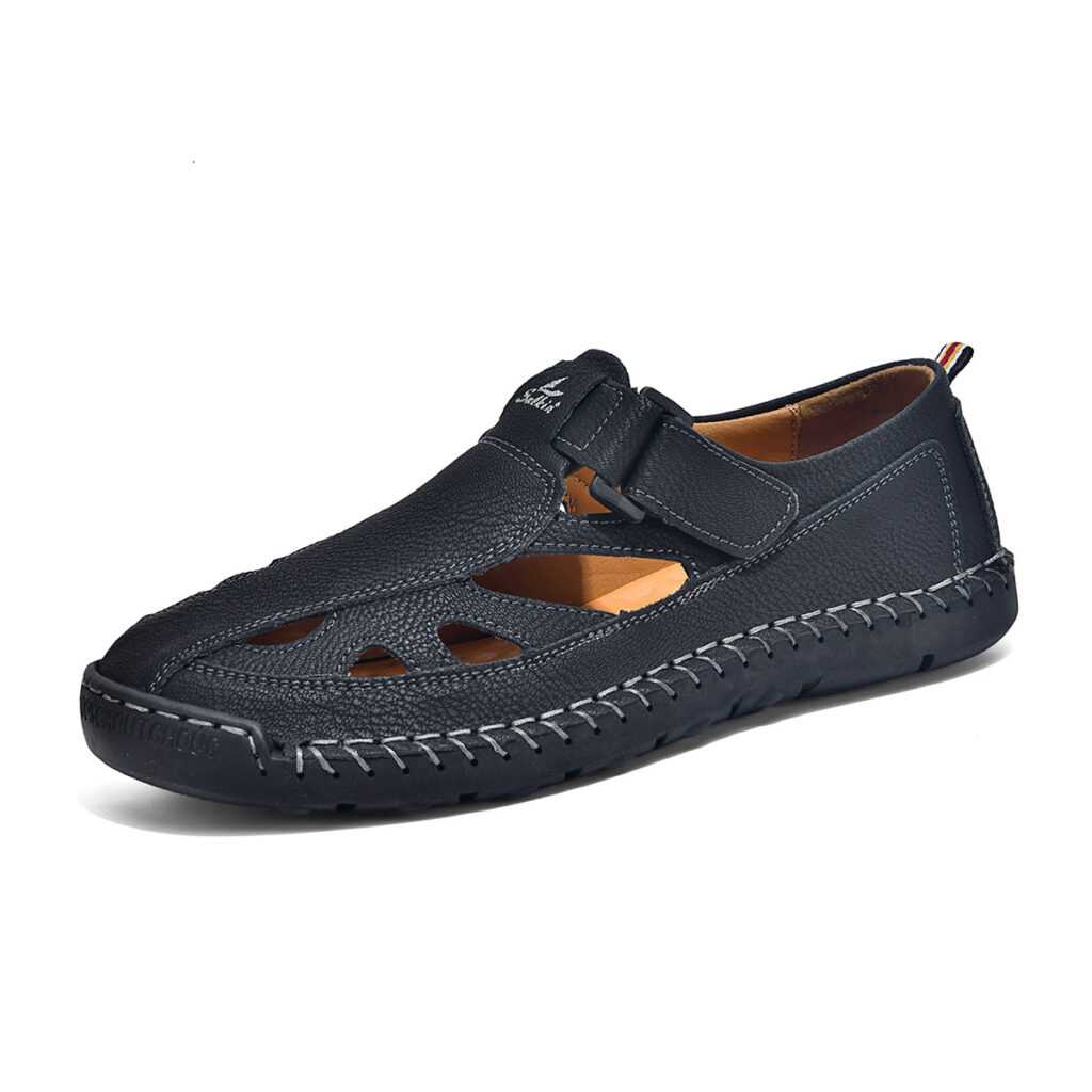 Breathable Hand-Sewn Mens Closed-Toe Sandals